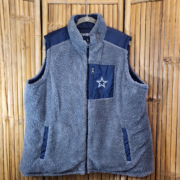 NFL Team Apparel Dallas Cowboys Reversable Puffer Vest Womans XXL Blue/Gray - Picture 5 of 10